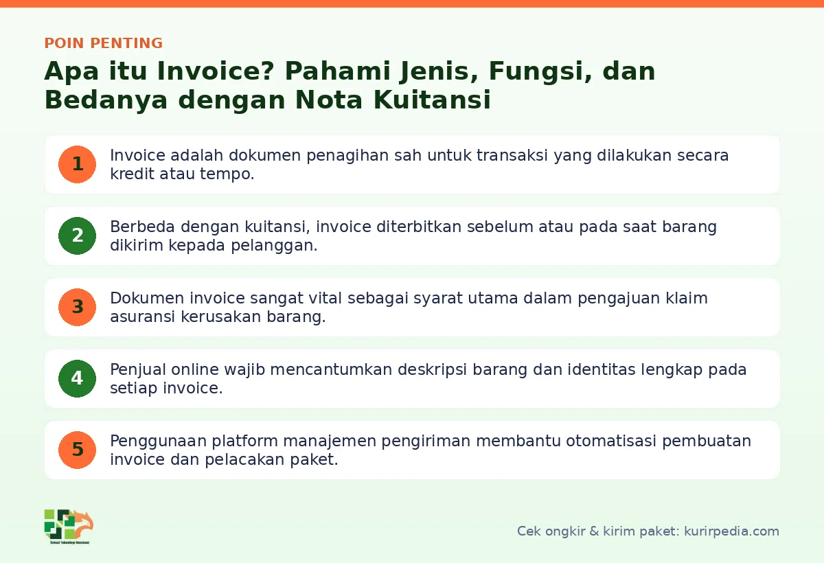 Infografis poin penting Apa itu invoice - Kurir Pedia