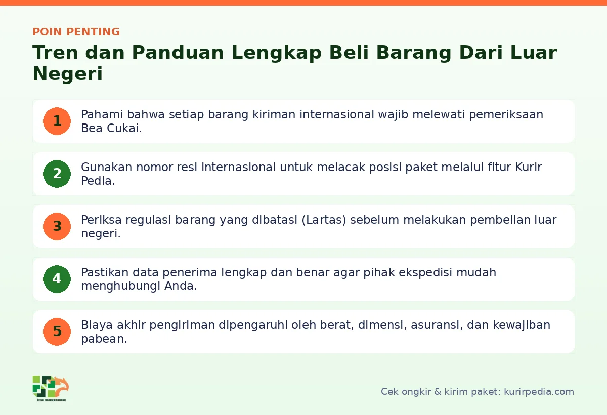 Infografis poin penting Beli barang dari luar negeri - Kurir Pedia