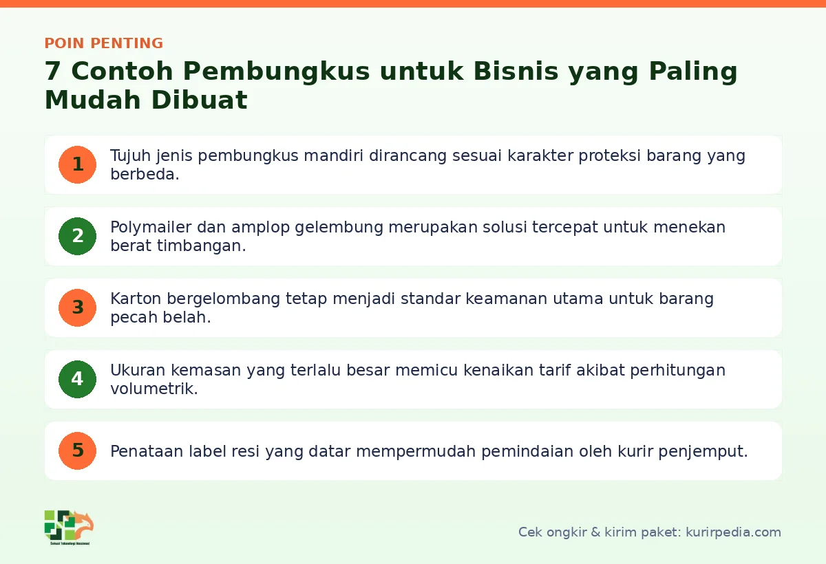 Infografis poin penting Contoh pembungkus untuk bisnis - Kurir Pedia
