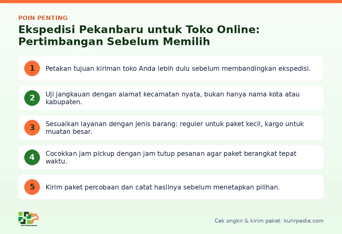 Poin penting: Ekspedisi Pekanbaru untuk Toko Online: Pertimbangan Sebelum Memilih
