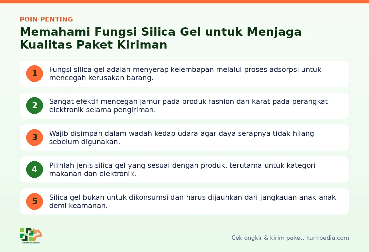 Infografis poin penting Fungsi silica gel - Kurir Pedia