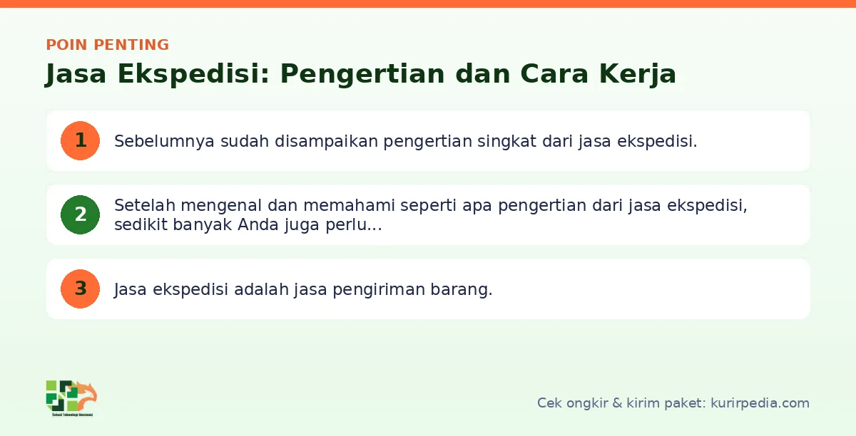 Ringkasan poin penting Jasa ekspedisi: pengertian dan cara kerja - Kurir Pedia