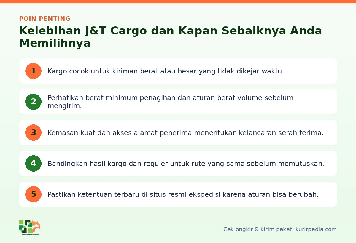 Poin penting: Kelebihan J&T Cargo dan Kapan Sebaiknya Anda Memilihnya