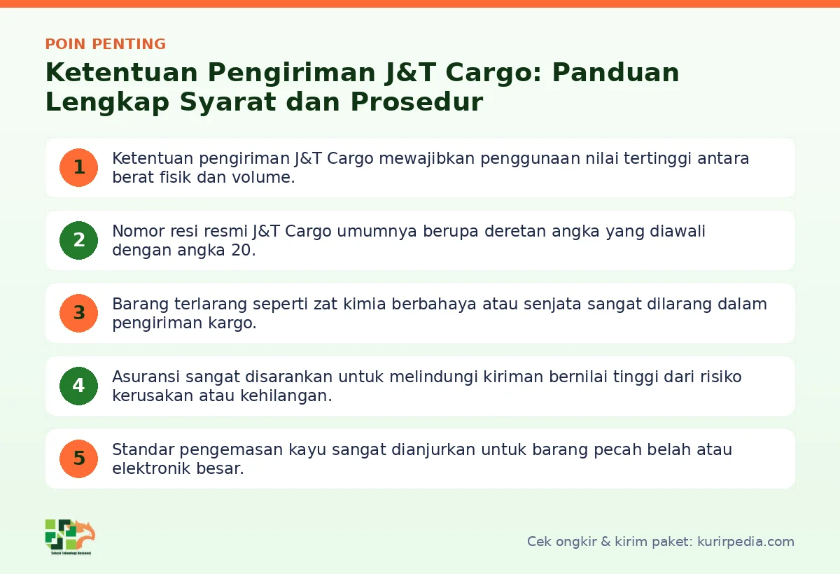Infografis poin penting Ketentuan pengiriman J&T Cargo - Kurir Pedia