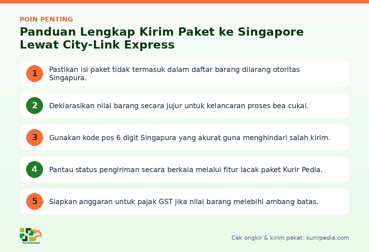 Infografis poin penting Kirim paket ke singapore - Kurir Pedia