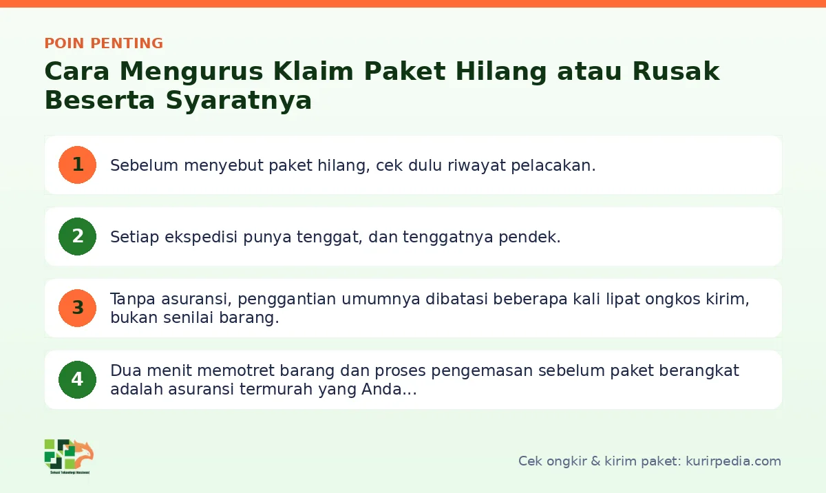 Ringkasan poin penting Klaim paket - Kurir Pedia