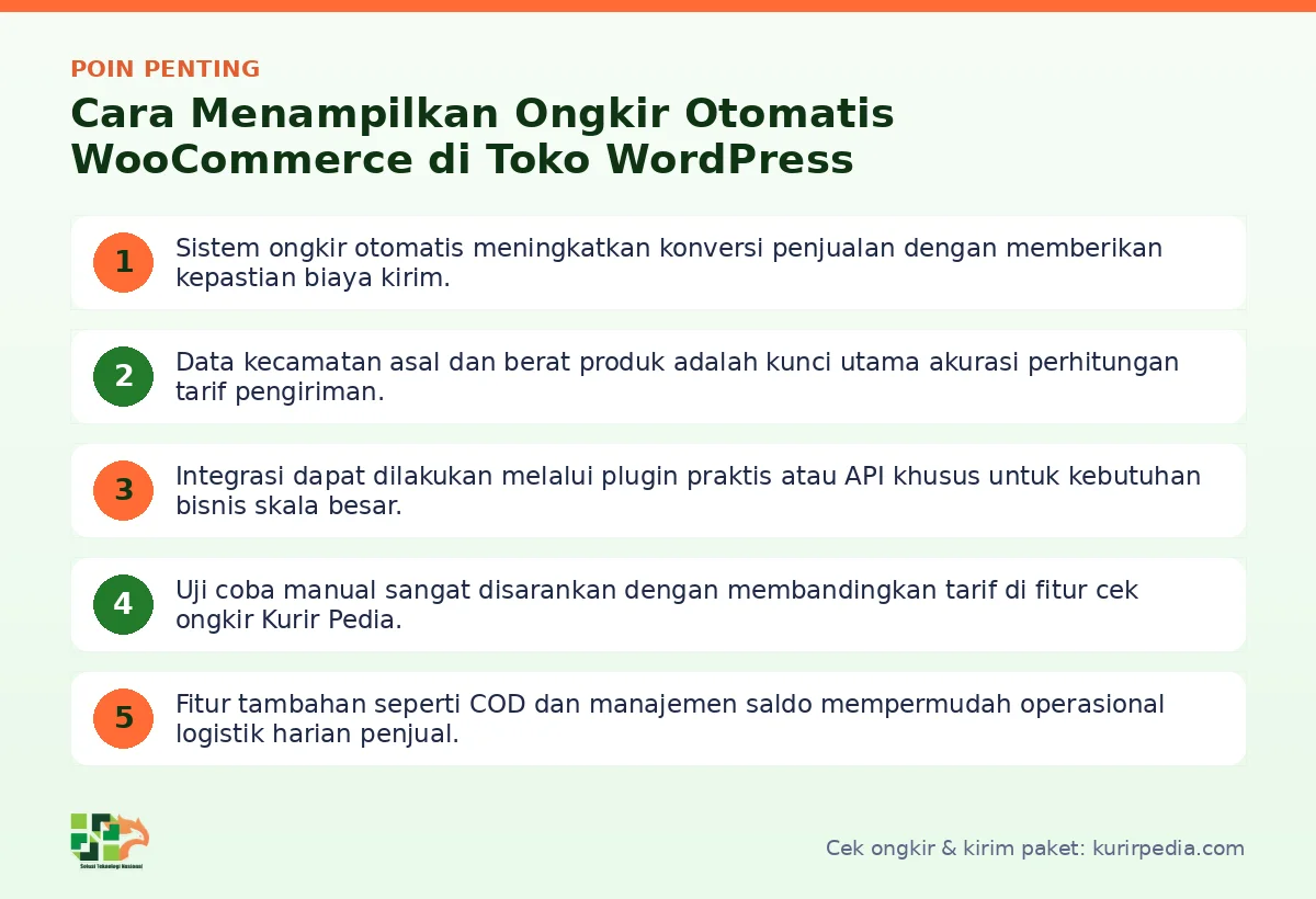 Infografis poin penting Ongkir otomatis woocommerce - Kurir Pedia