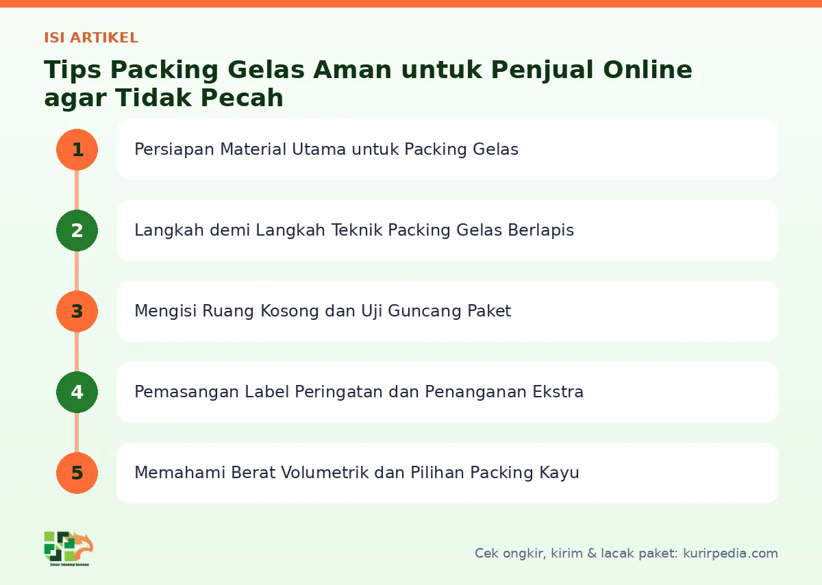Peta isi artikel Packing gelas - Kurir Pedia