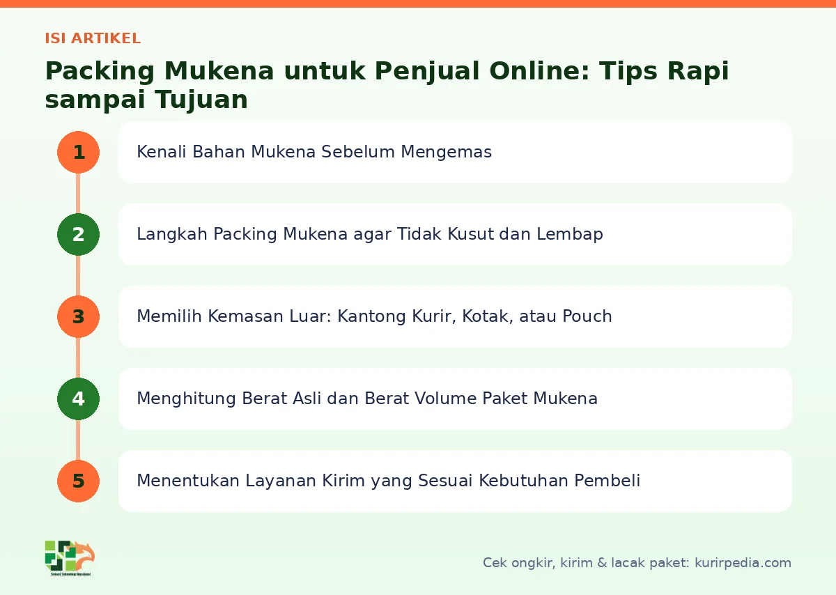 Peta isi artikel Packing mukena - Kurir Pedia
