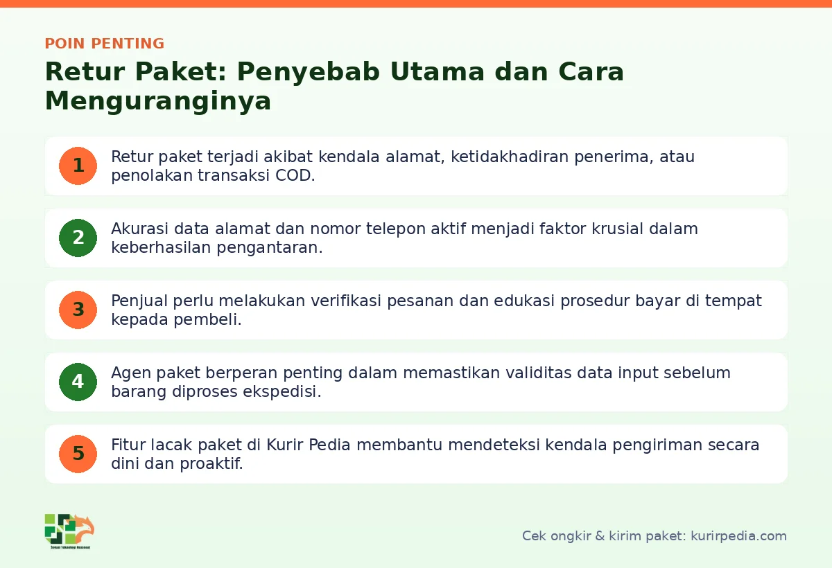 Infografis poin penting Retur paket - Kurir Pedia