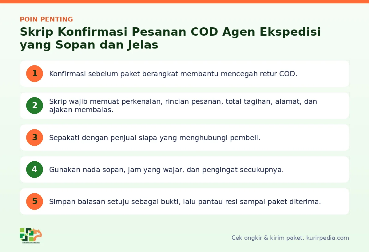 Poin penting: Skrip Konfirmasi Pesanan COD Agen Ekspedisi yang Sopan dan Jelas