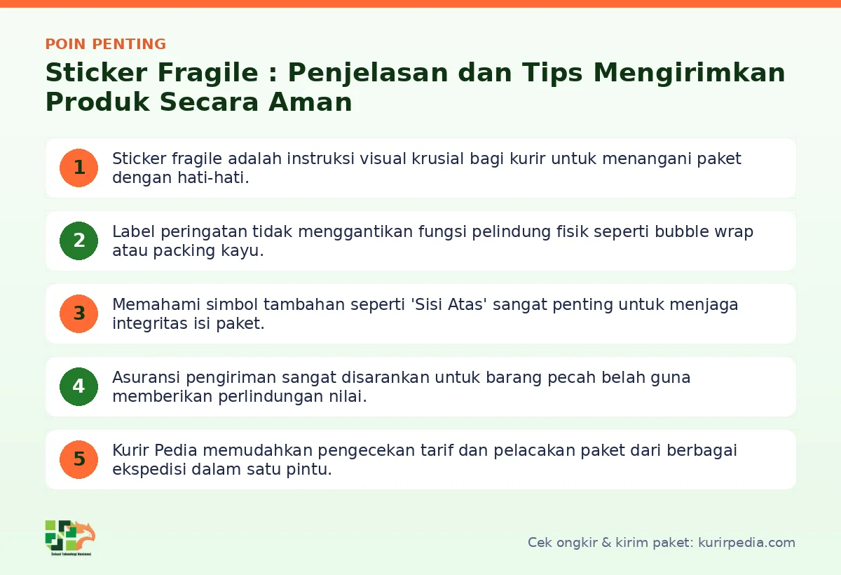 Infografis poin penting Sticker fragile - Kurir Pedia